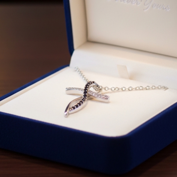 FingerBlingers Jewelry - Elegant Black Spinel and CZ Cross Pendant Necklace